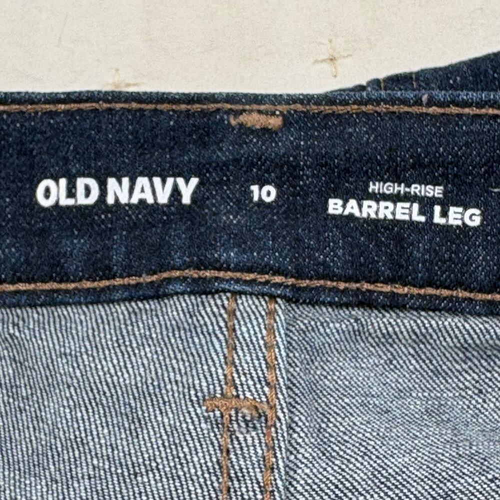 Old Navy High-Rise Barrel Leg Jeans Women's 10 Dark Blue Casual Chic - Picture 5 of 10